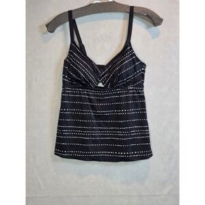 Dreamsuit by Miracle Brands Black White Dotted Tankini Swim Top 8 673808